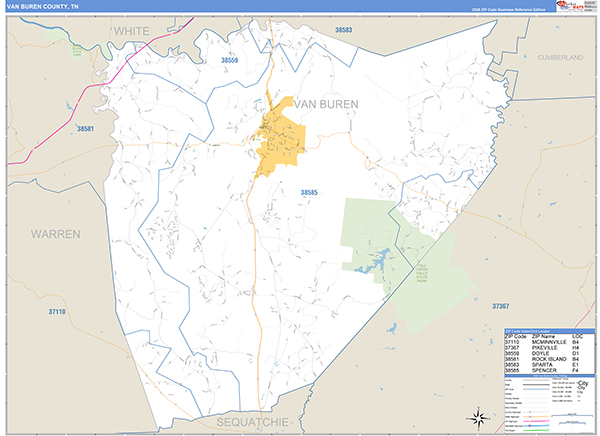 Van Buren County, TN Zip Code Map
